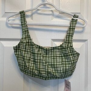 Lime Ricki Gingham Fern Bra Top